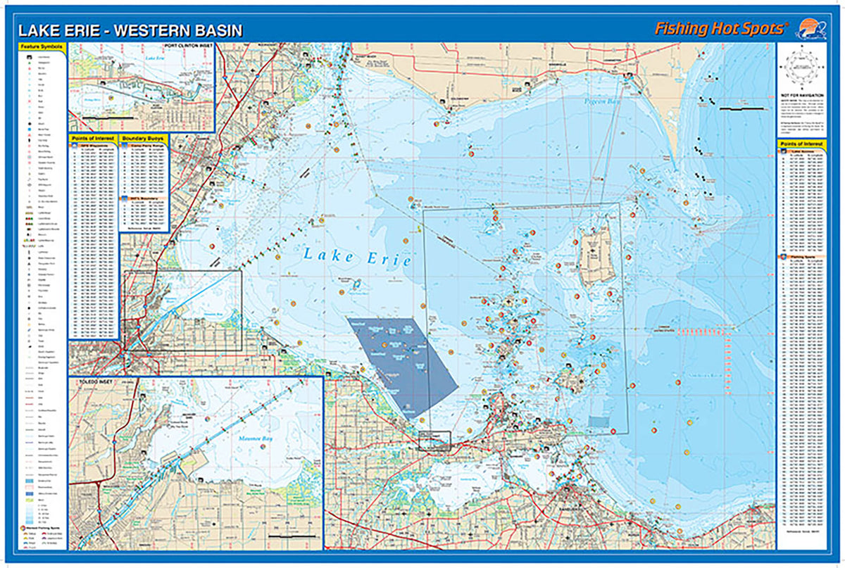 erie pa fish net locations Lake Erie Fishing Wall Map