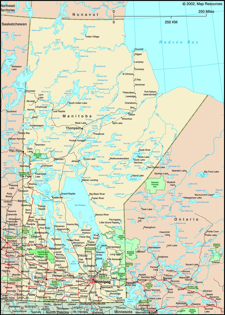 Manitoba, Canada Political Wall Map – MAD MAPS