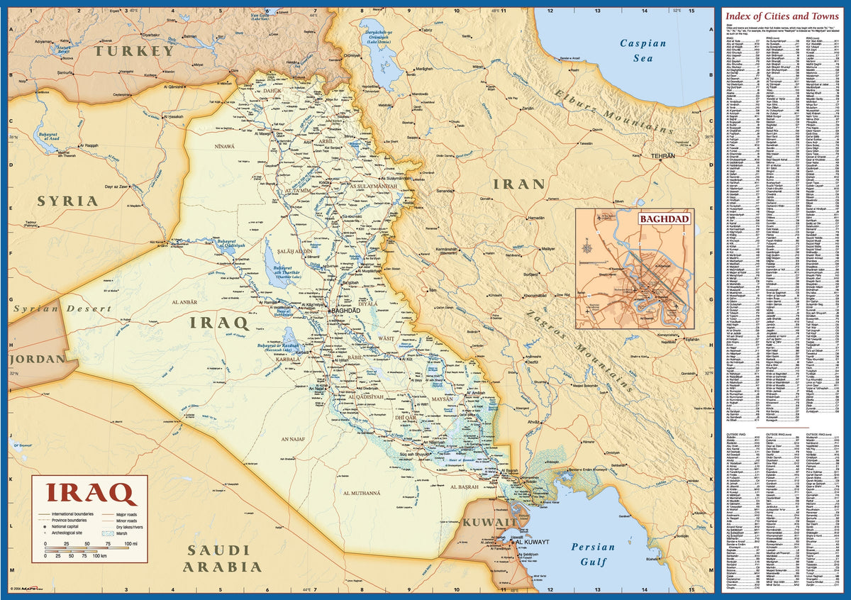Iraq Deluxe Political Wall Map w/Index – MAD MAPS