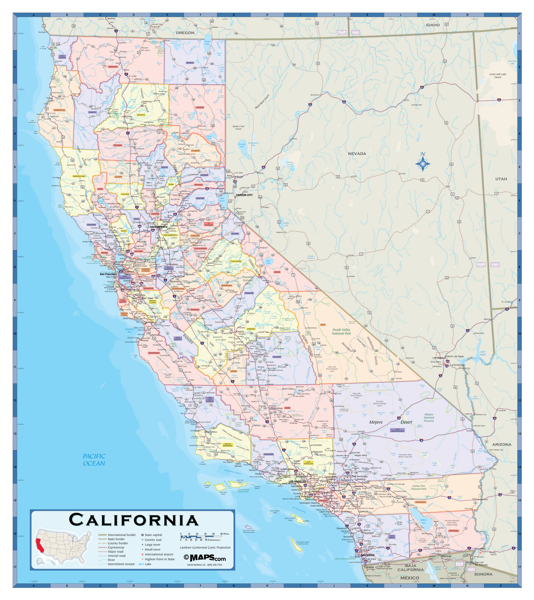 California Counties Wall Map MAD MAPS