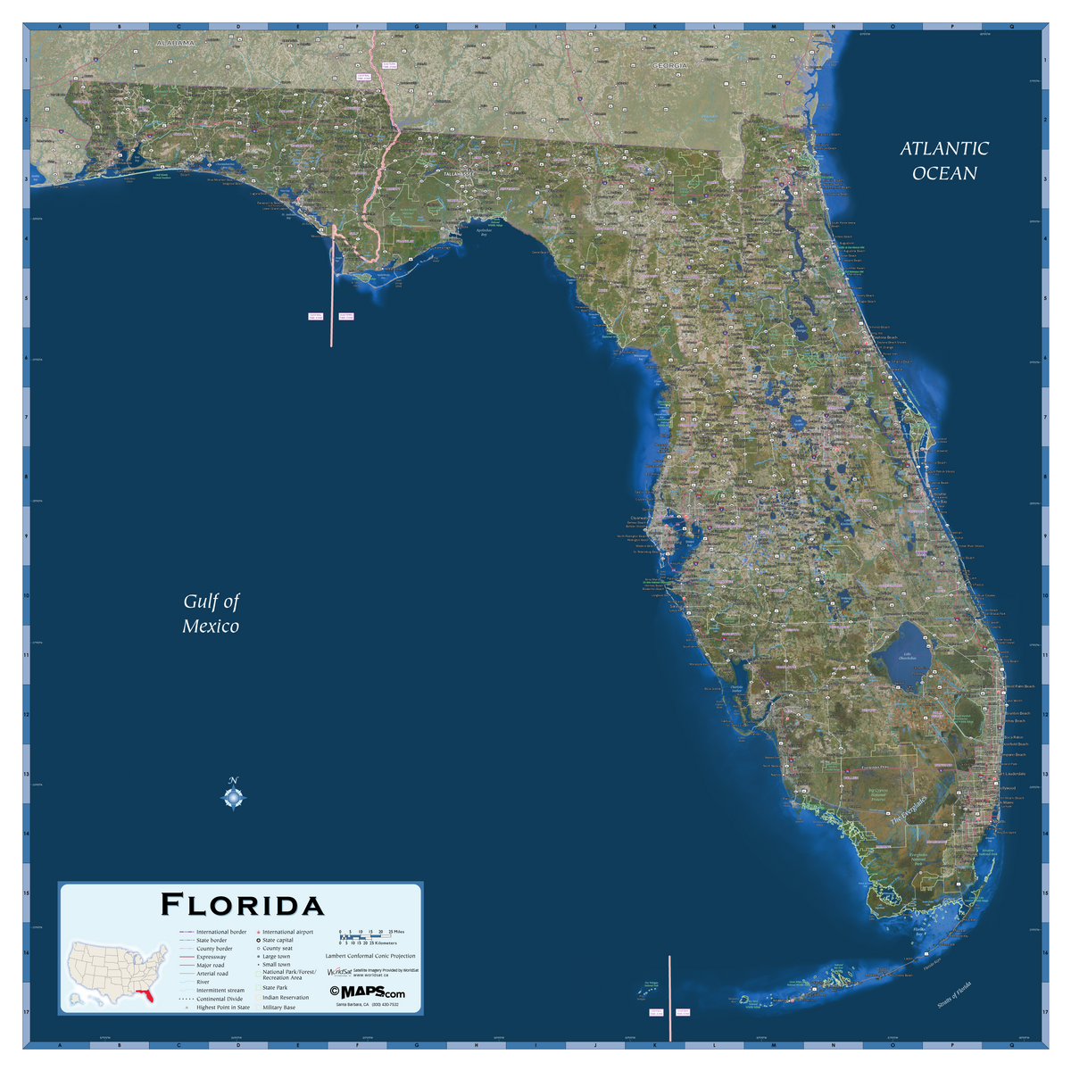 Florida Satellite Wall Map – MAD MAPS
