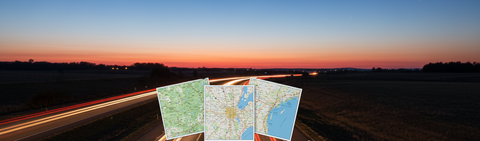 Top ten maps hero image with a road scape of lights