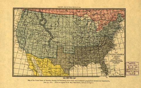 Civil War - Union and Confederate geographical divisions and departments, June 30, 1861.