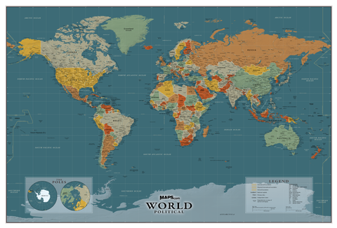 World Political Wall Map - New Century Style