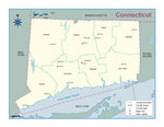 Connecticut County Outline Wall Map
