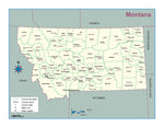 Montana County Outline Wall Map