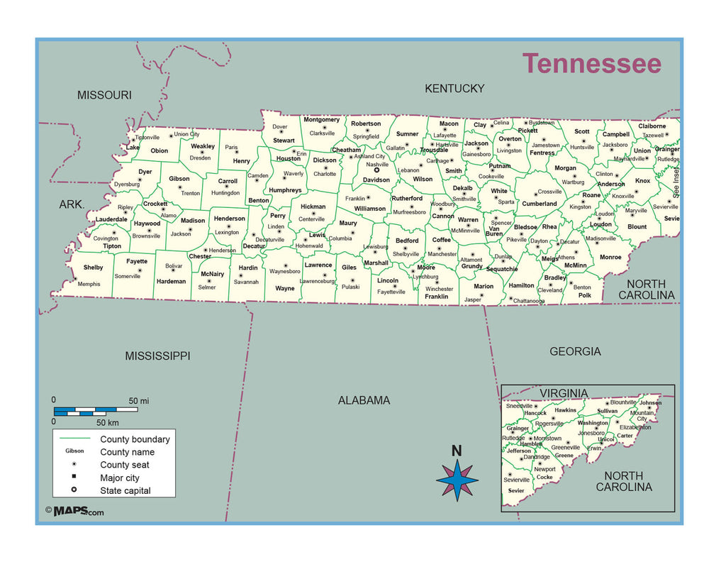 Tennessee County Map TNGenWeb Tennessee's 3 Grand Divisions