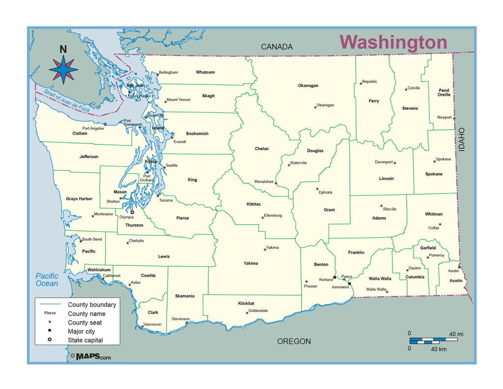 Washington Counties Map Outline