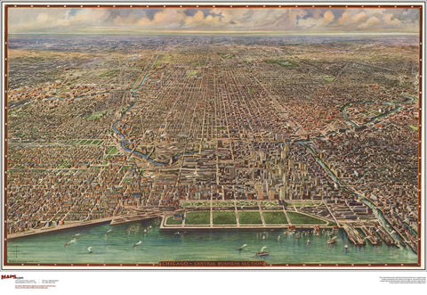 Chicago Antique Wall Map
