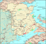 New Brunswick, Canada Political Wall Map