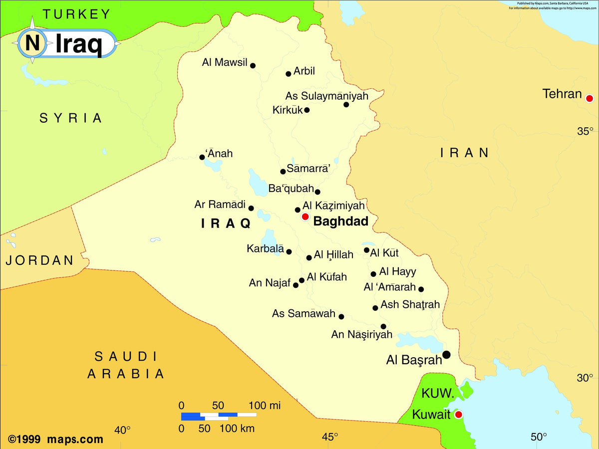 Iraq Mapbasic Iraq Base Wall Map – MAD MAPS