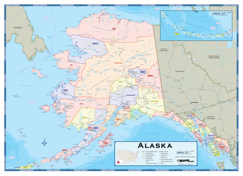 Alaska Counties Wall Map