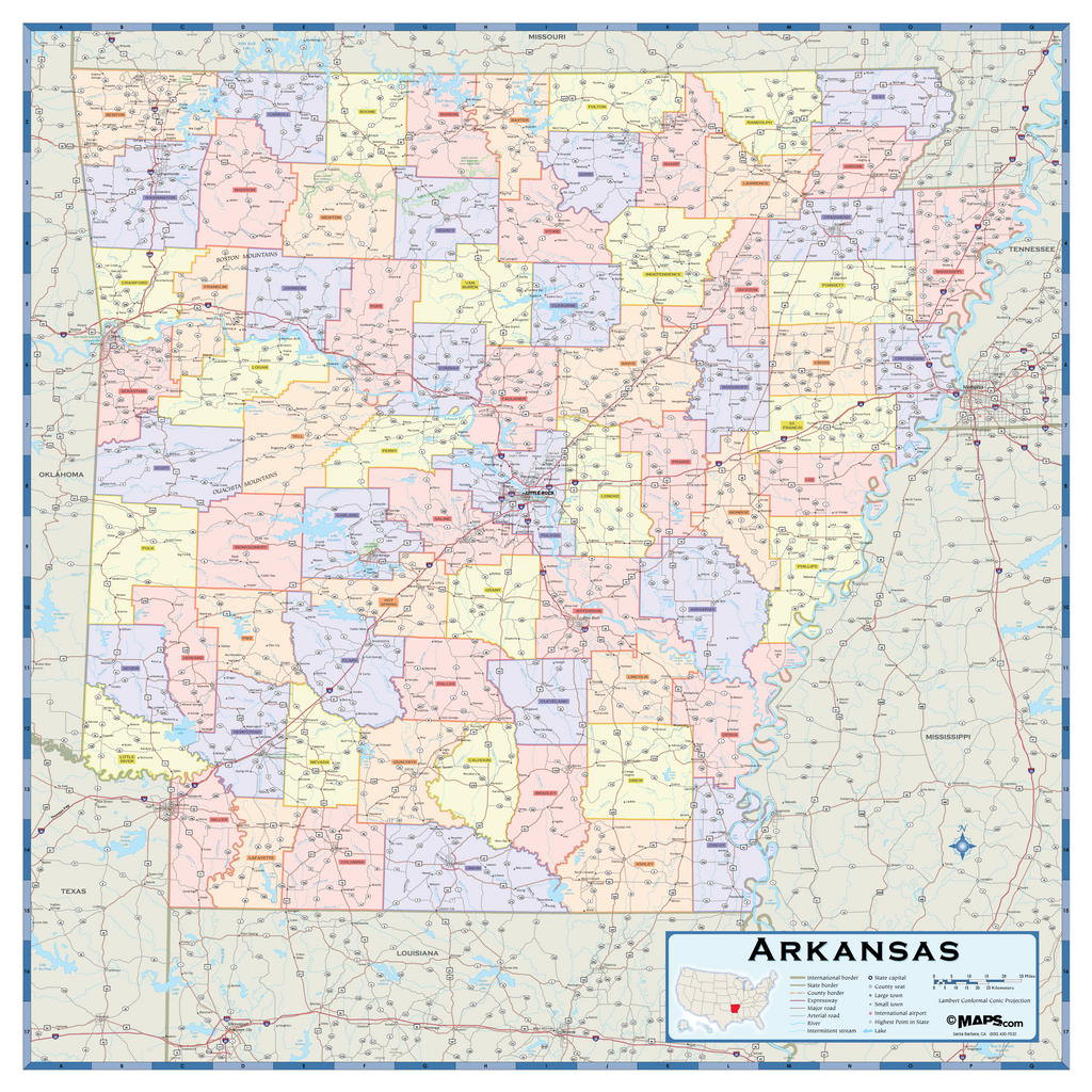 Arkansas Counties Wall Map MAD MAPS