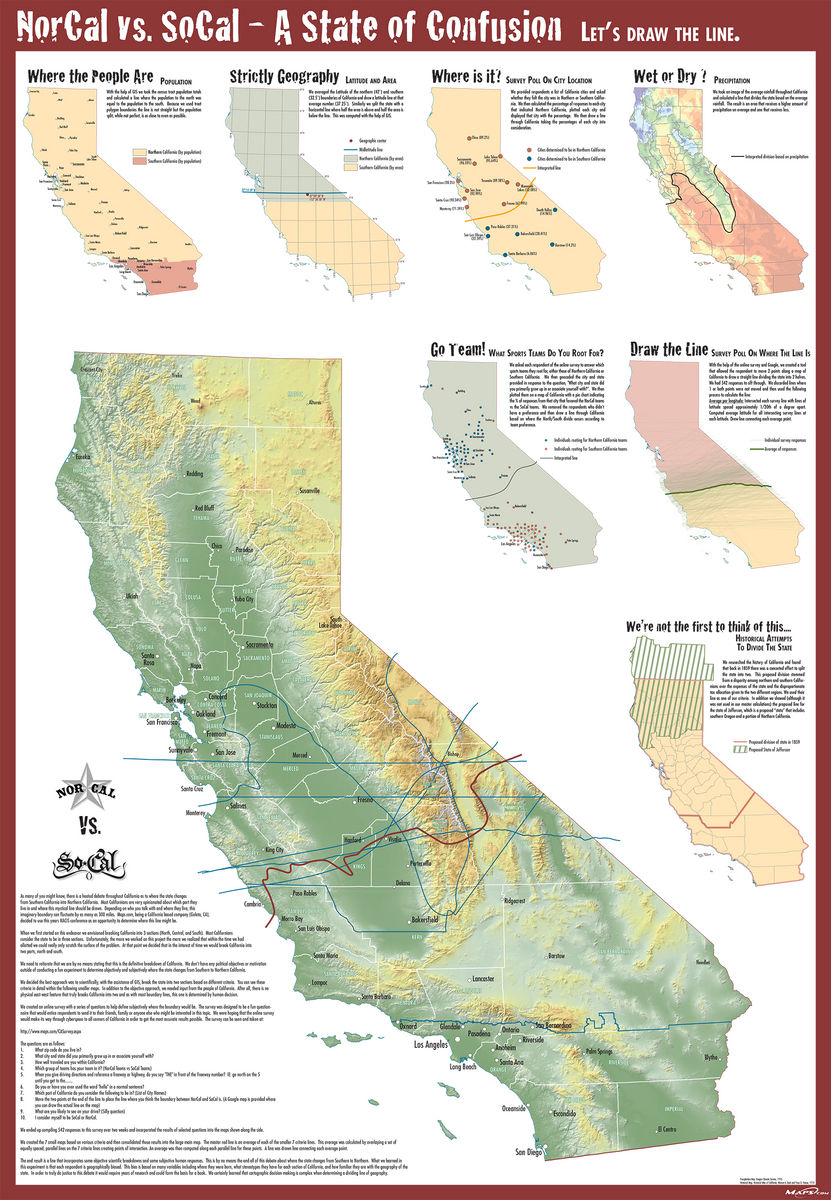 Nor Cal vs. So Cal - A State of Confusion- Wall Map – MAD MAPS