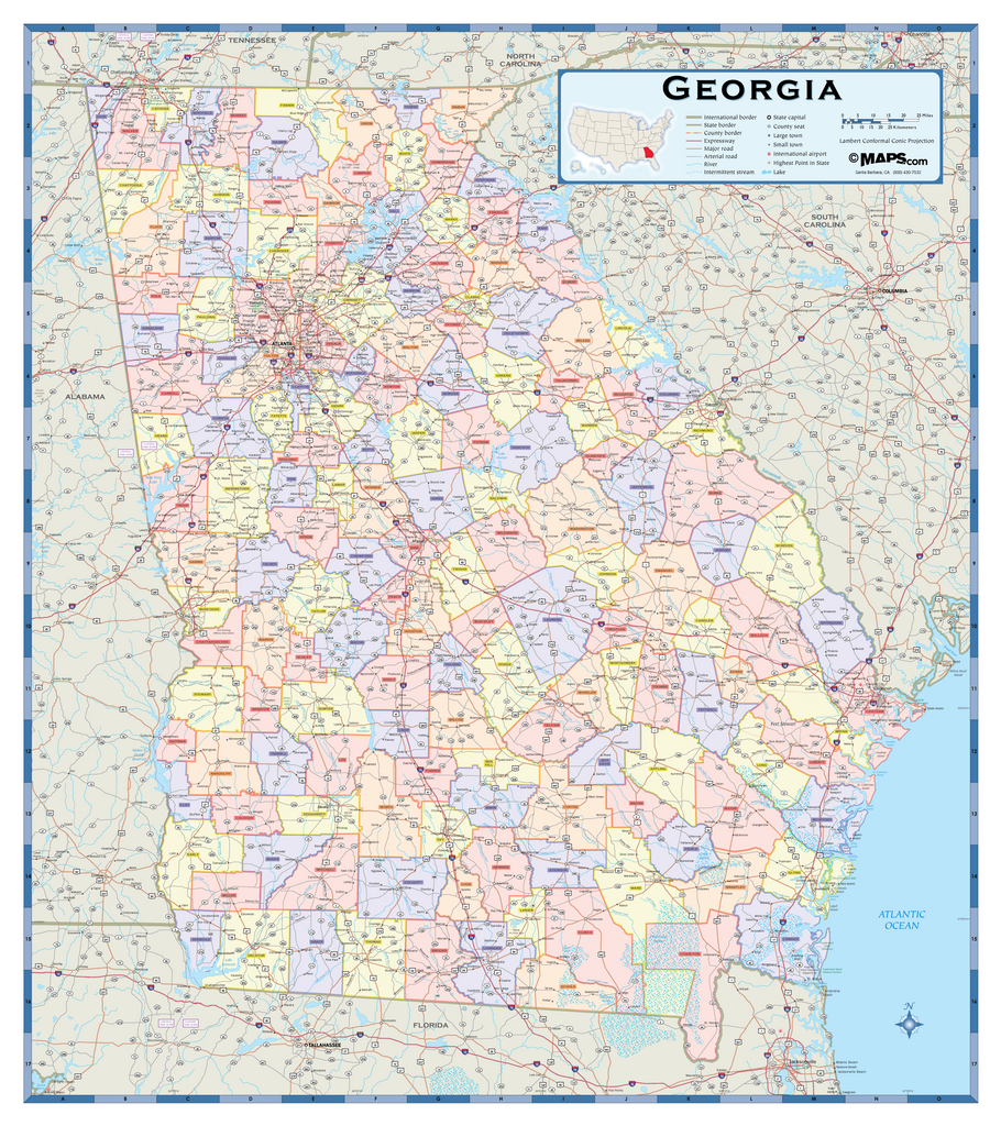 Georgia Counties Wall Map – MAD MAPS