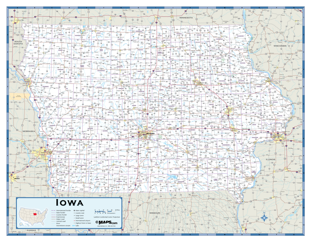 Desktop Iowa State Map Large Detailed Roads And Highways Map Of Iowa State With Cities