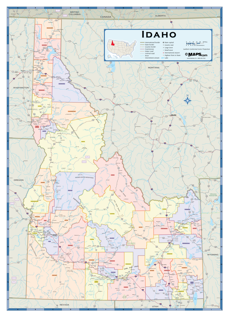 Idaho Counties Wall Map MAD MAPS