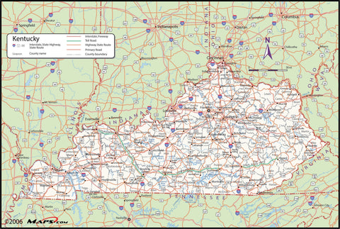 Kentucky County Wall Map