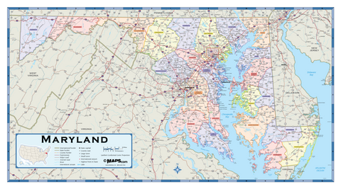 Maryland Counties Wall Map