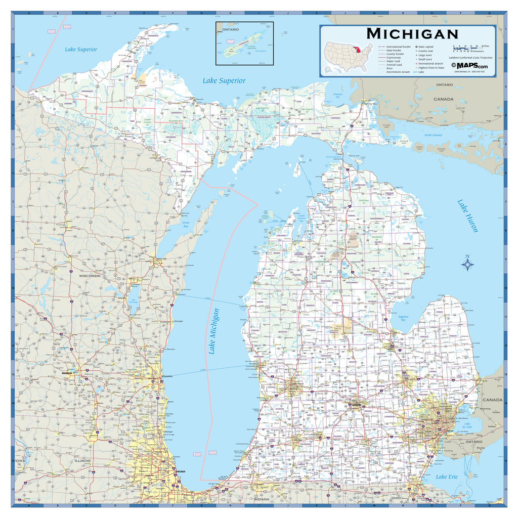 Michigan Map Only Michigan State Highway Road Map