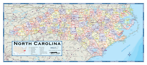 North Carolina Counties Wall Map