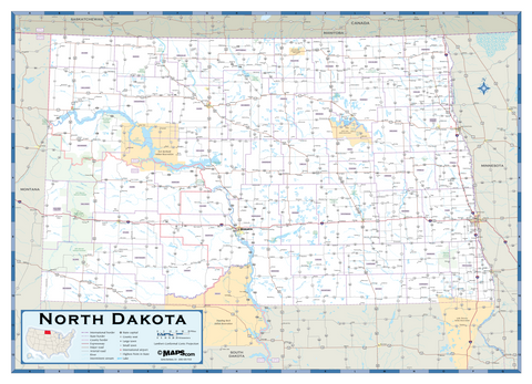 North Dakota Highway Wall Map