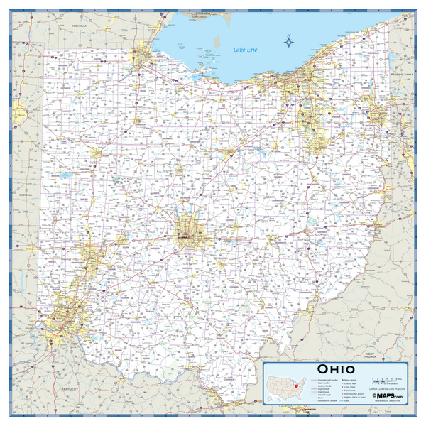 Ohio Highway Wall Map MAD MAPS