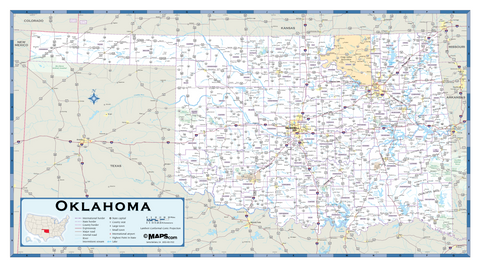 Oklahoma Highway Wall Map