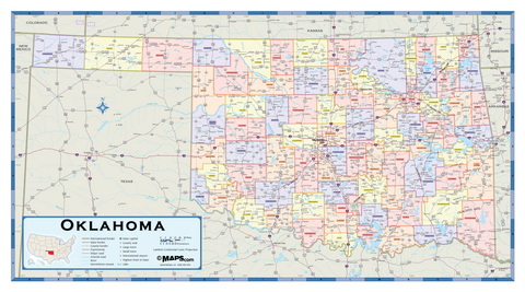 Oklahoma Counties Wall Map
