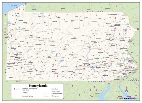 Pennsylvania County Wall Map