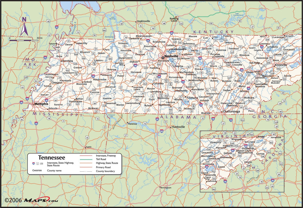 thumbnail image 2 of Tennessee County Map - Editable PowerPoint Maps 2 of 9