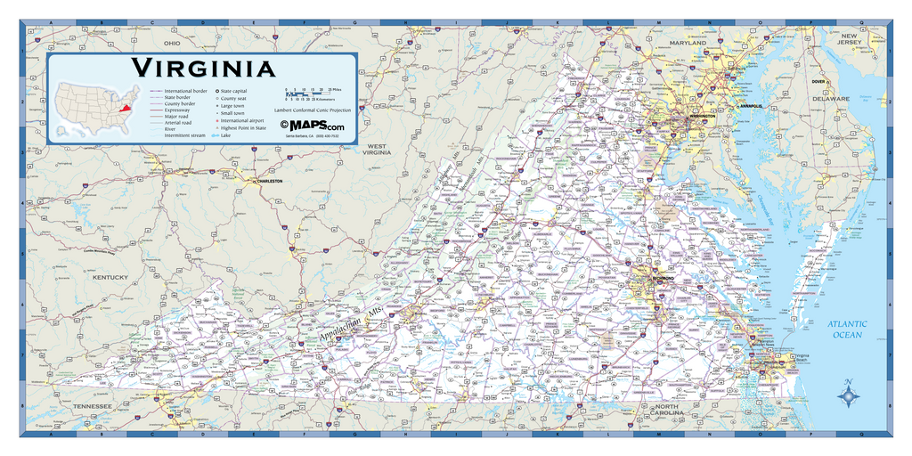 Virginia Base Map Virginia County Map With Highways West Virginia | Capital, Population,