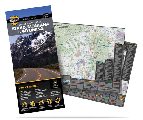 Idaho - West Montana - Northwest Wyoming: 27 Scenic Road Trips on One Map - MAD MAPS