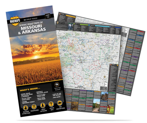 Missouri and Arkansas: 30 Scenic Road Trips on One Map - MAD MAPS