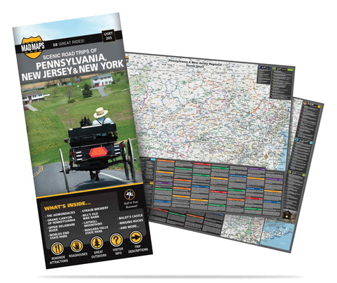 Pennsylvania - New Jersey - New York: 28 Scenic Road Trips on One Map
