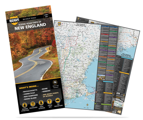 New England: 33 Scenic Road Trips on One Map - MAD MAPS