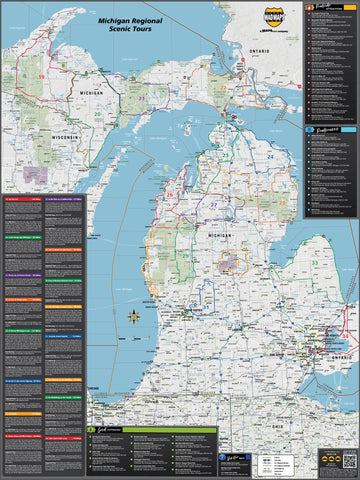 Michigan Scenic Road Trips Wall Map - MAD MAPS