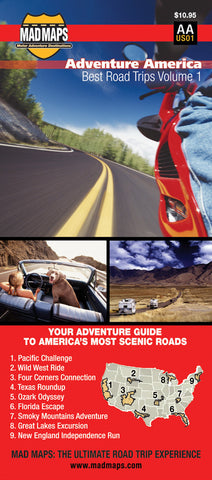 ROLAA - Rides of a Lifetime Road Trip Map - Adventure America - MAD Maps